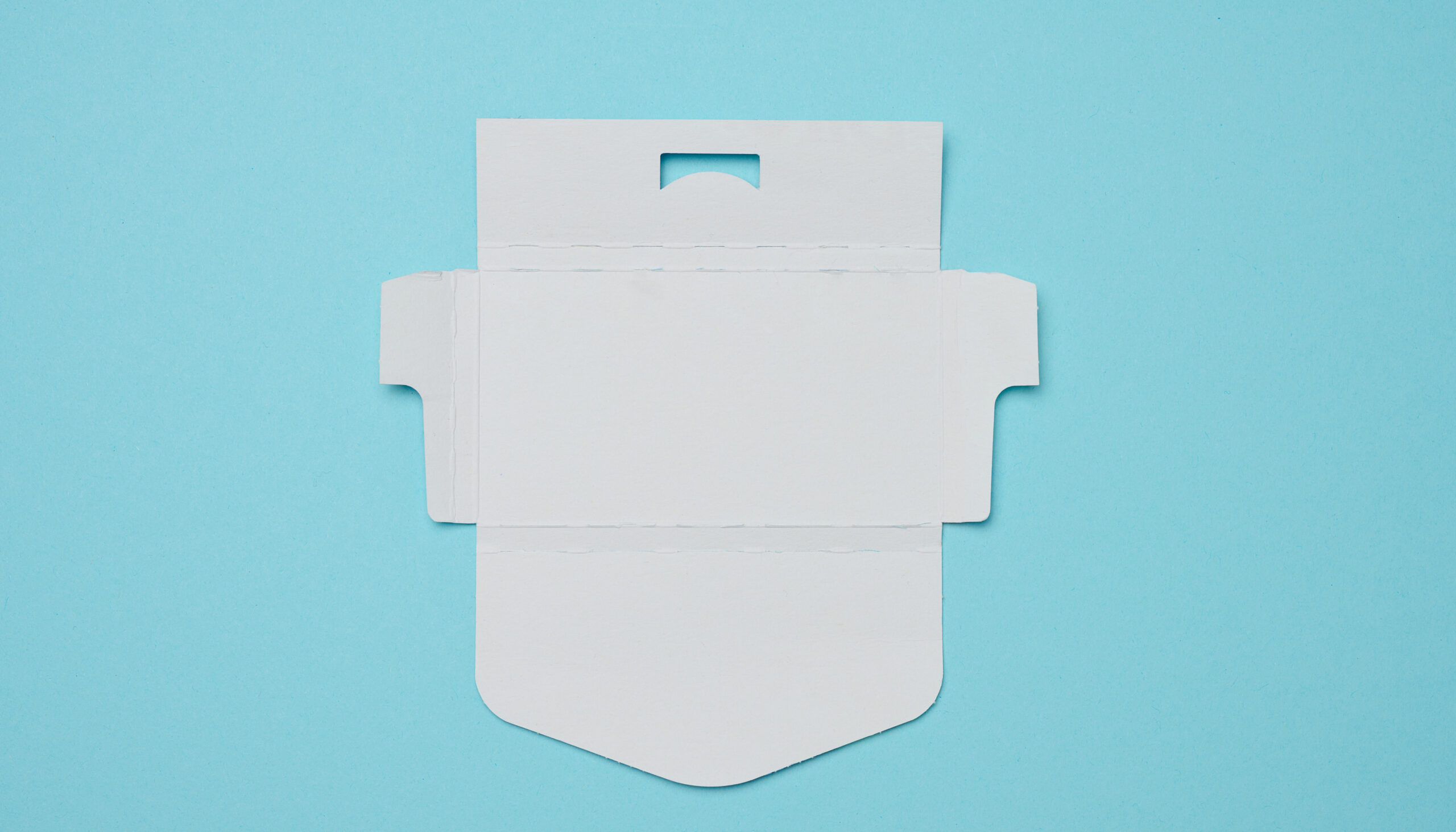 unfolded white cardboard box on a blue background 2026 03 24 14 21 39 utc