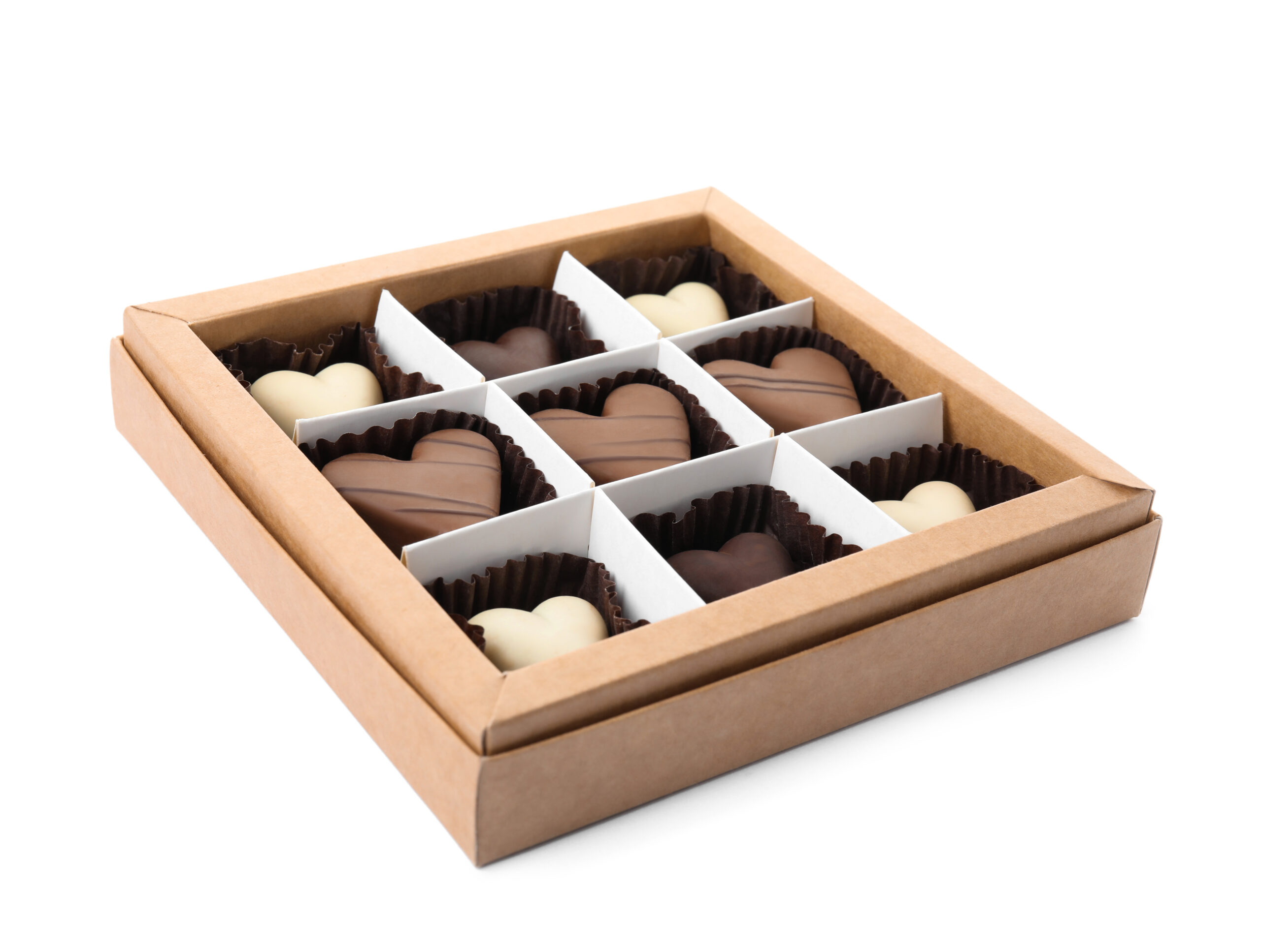 tasty heart shaped chocolate candies in box isolat 2026 01 13 20 41 14 utc