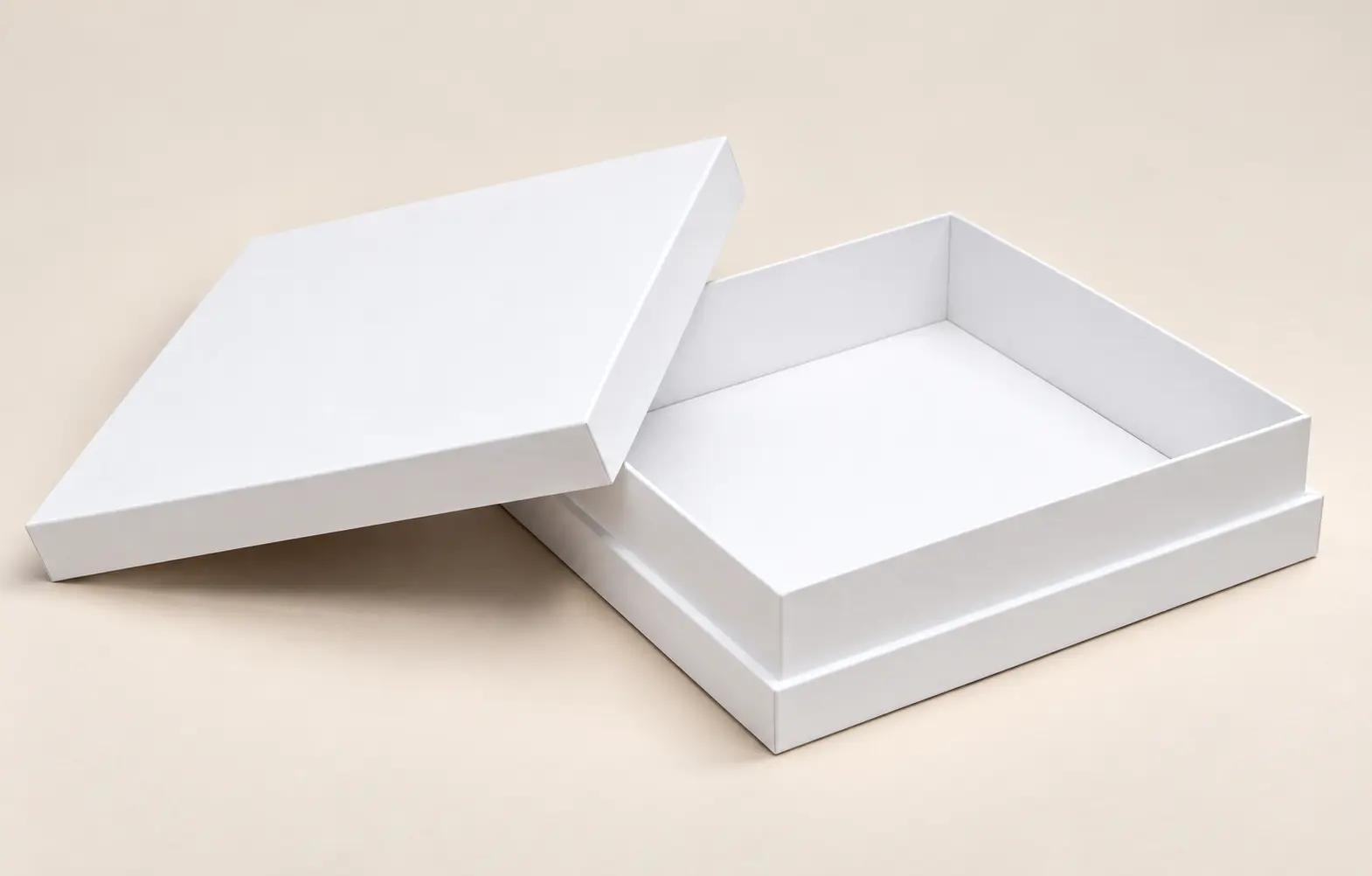 Black rigid box with a fitted lilac insert holding three cosmetic jars in individual cavities