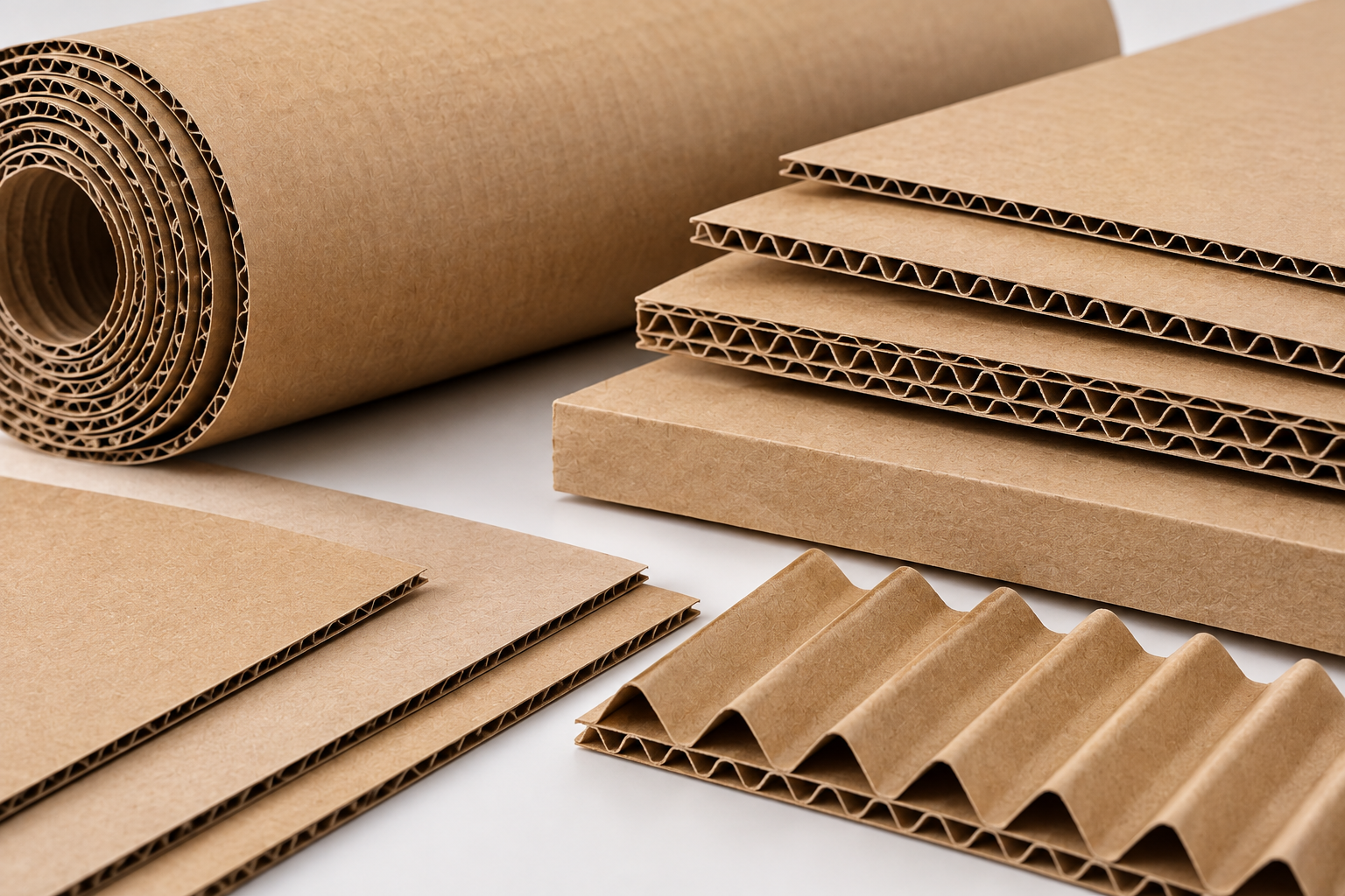 Corrugated cardboard sheets and fluting layers for custom mailer boxes by Artsy Packaging UK