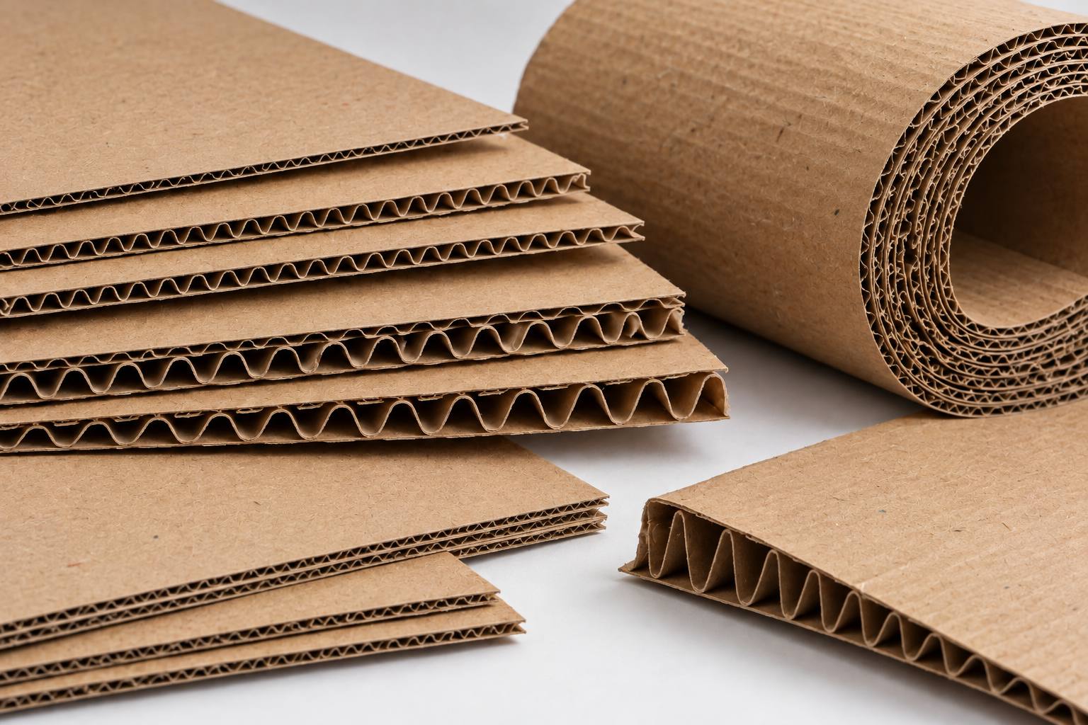 Single and double wall fluted corrugated board sheets and roll for shipping boxes by Artsy Packaging UK