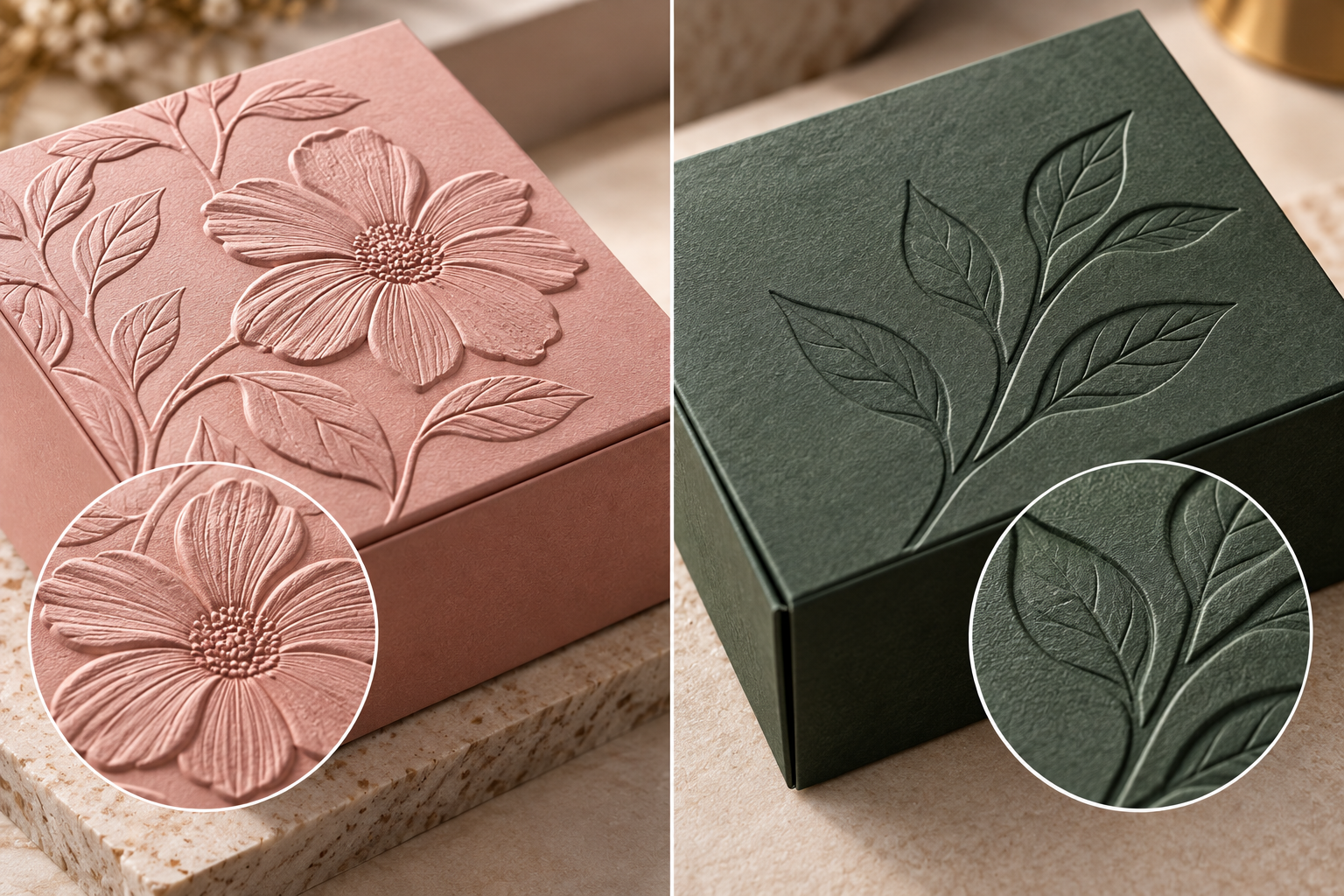 Lilac board with a raised embossed logo