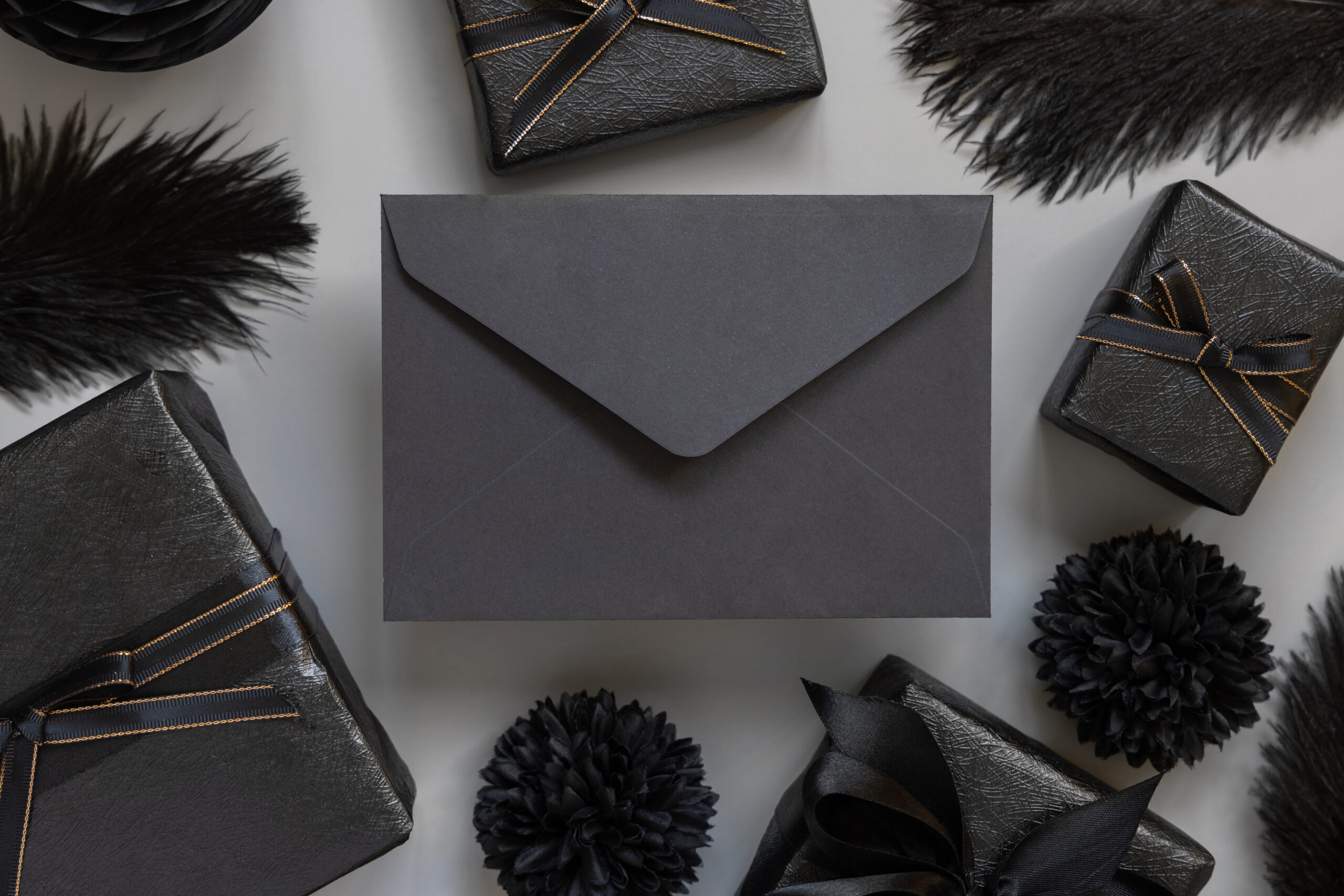 dark envelope and gifts elegant minimalist design 2026 01 09 01 15 14 utc