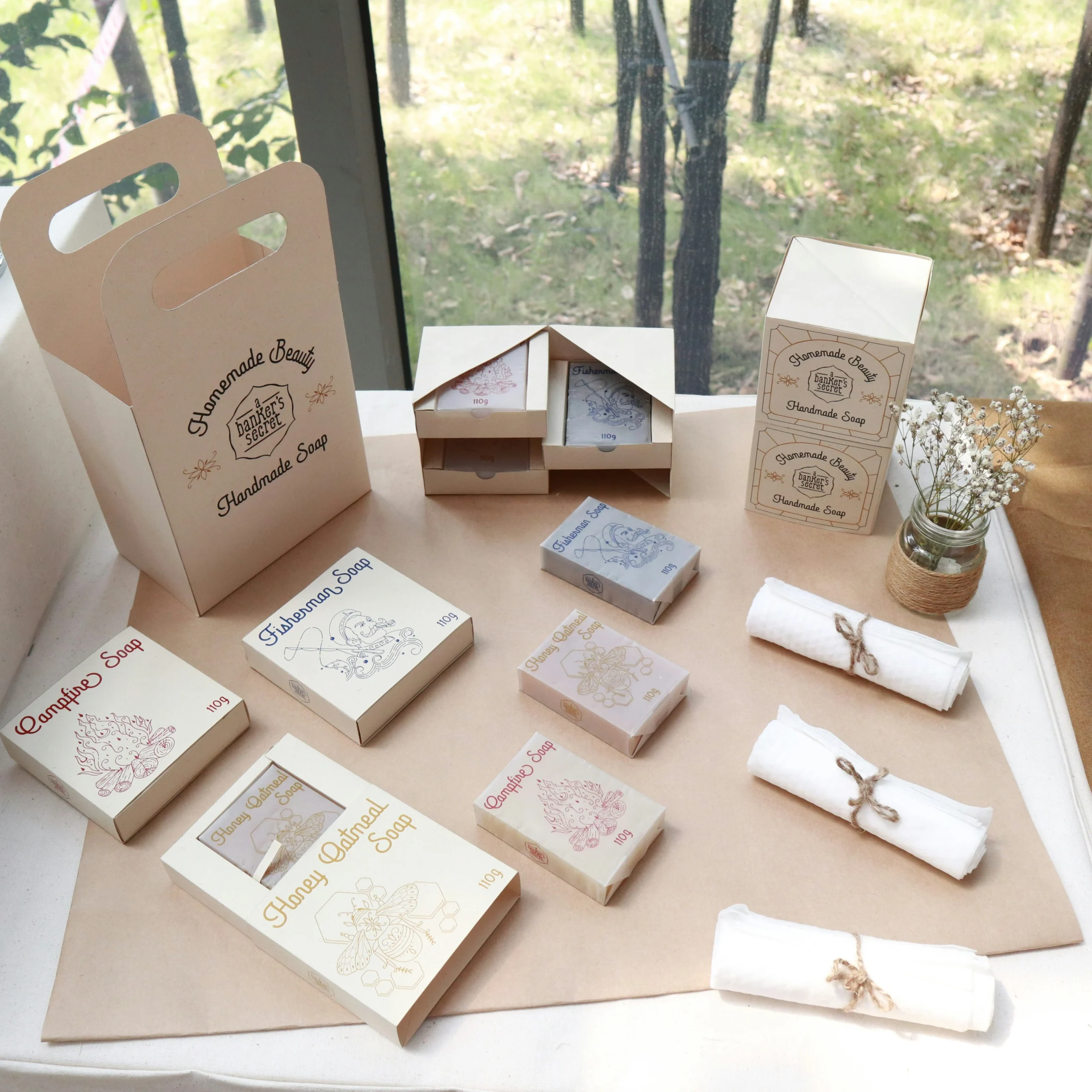 Custom die-cut soap boxes and printed product packaging display by Artsy Packaging UK