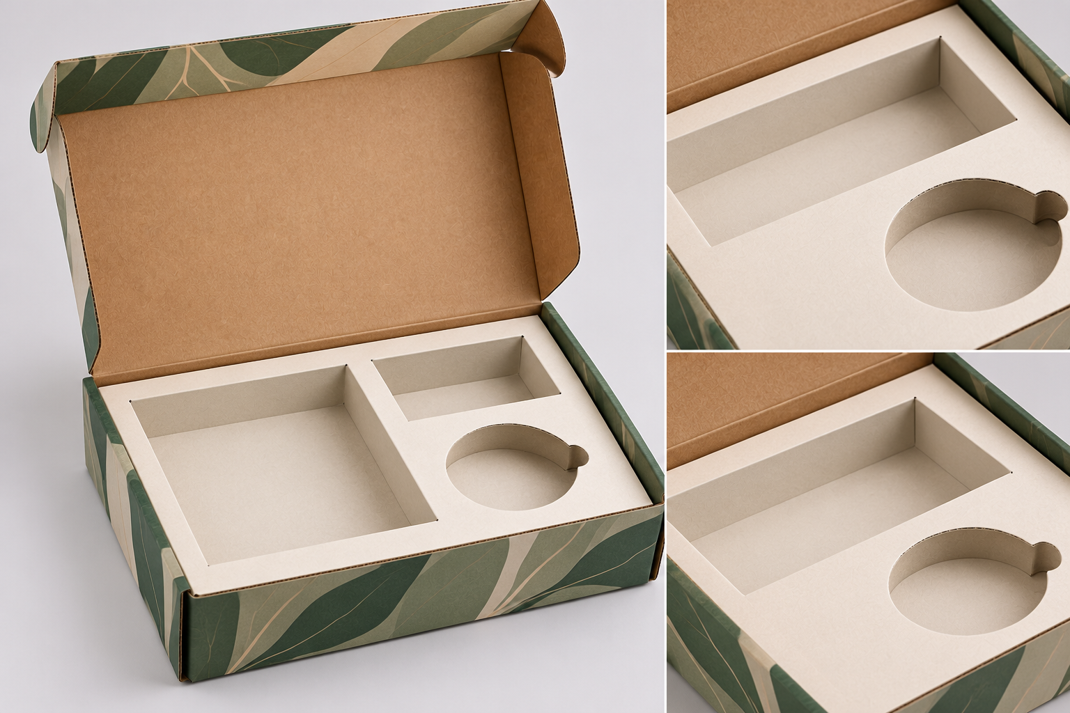 Lightweight white paperboard inserts for custom mailer box presentation by Artsy Packaging UK