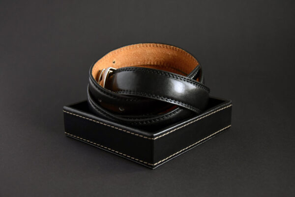twisted men s leather belt in black in box on dark 2026 01 09 10 21 59 utc