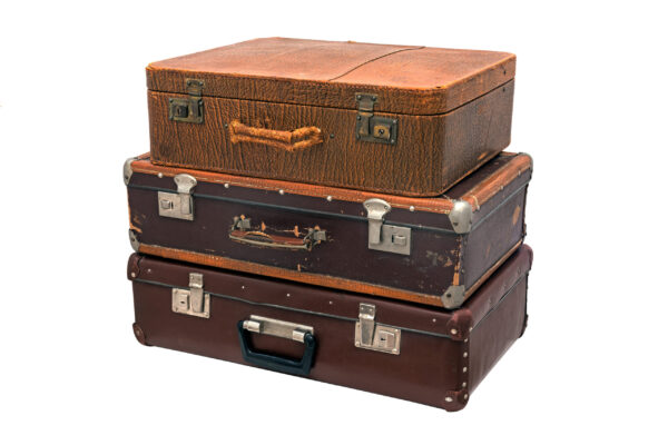 stack of old leather vintage suitcases isolated on 2026 01 11 10 12 59 utc