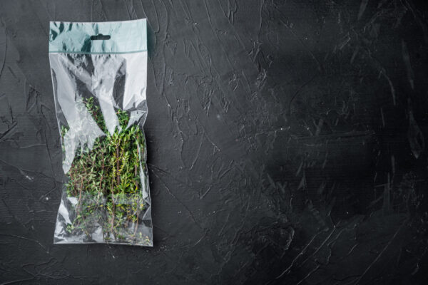 thyme in plastic bag set on black background top 2026 01 09 15 01 28 utc
