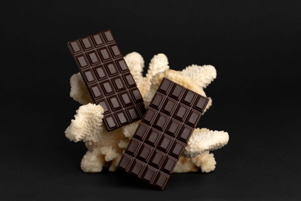 two large chocolate bars on a coral on black backg 2026 03 16 05 05 52 utc