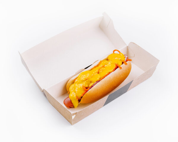 cheesy hot dog in takeaway box on white background 2026 01 08 05 46 12 utc