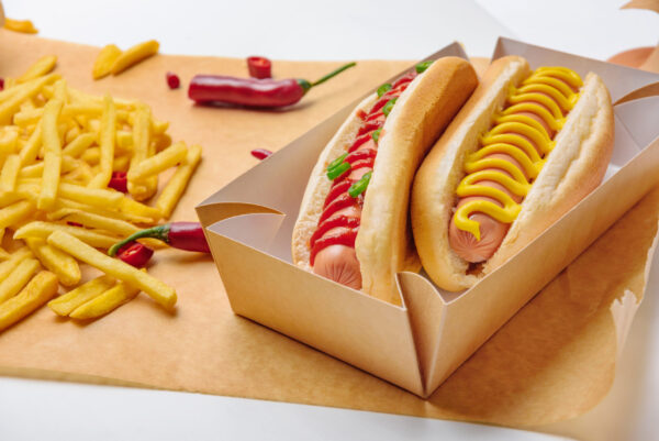 close up shot of spicy hot dogs with french fries 2026 01 06 00 29 32 utc