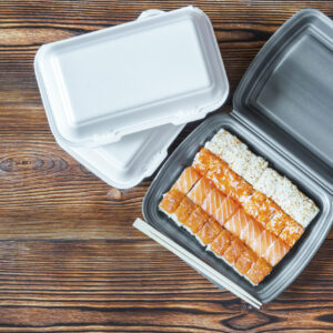 fish sushi rolls with salmon packed in disposable 2026 03 18 05 04 05 utc