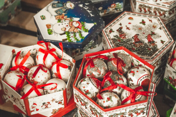 holiday christmas ornaments in boxes with ribbons 2026 03 24 07 08 24 utc