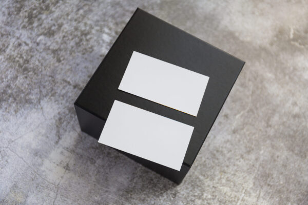 two blank cards on black box background 2026 03 17 19 58 12 utc